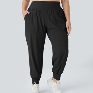 High Waisted Plain Pocket Yoga Plus Size Joggers
